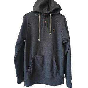 Volcom Button Neck Fleece Classic Fit Hoodie Gray Size L